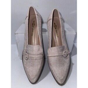 Jolimall size 7 beige tweed Pointed Toe Career Shoes with a side buckle detail